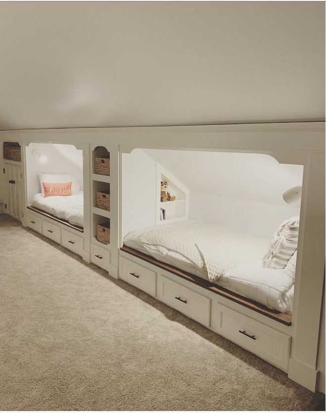 Built-in beds in attic renovation