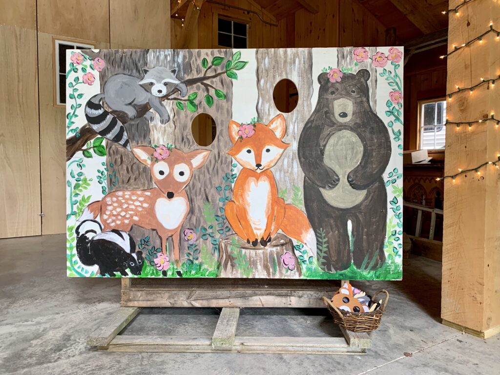 Woodland creature mural barn