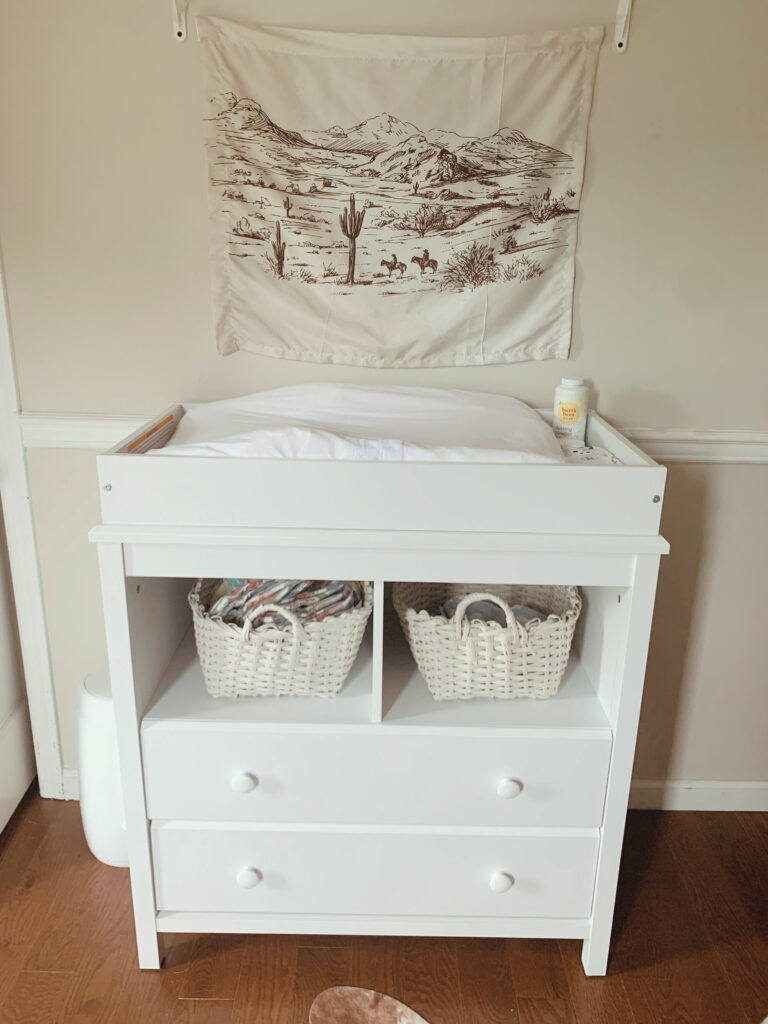 Western artwork baby boy nursery changing table