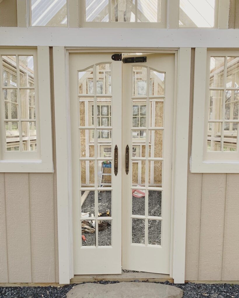 beautiful greenhouse French doors