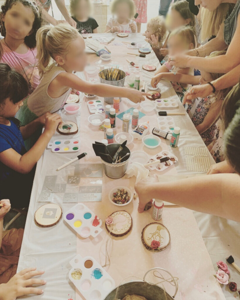 Tea party craft table painting