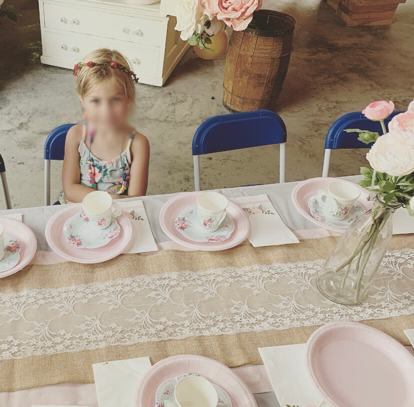 Little girl woodland tea party table 