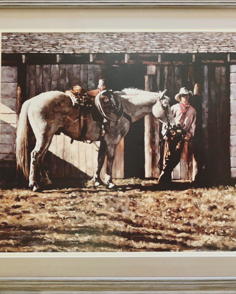 Western painting cowboy and horse