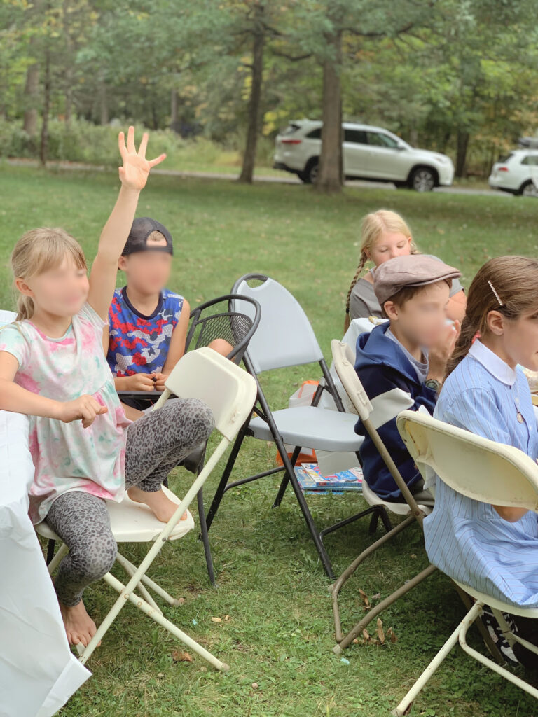 Discussion time with kids at book club