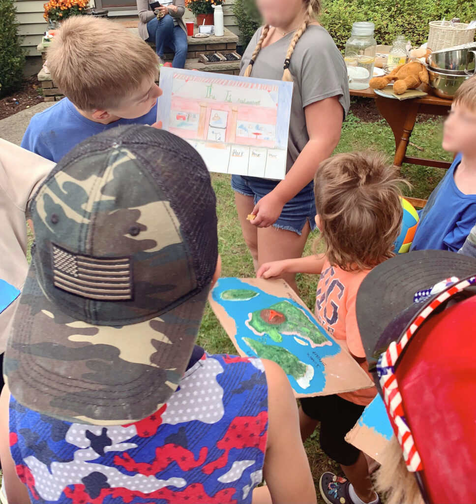 Kids gathering together book club presentations