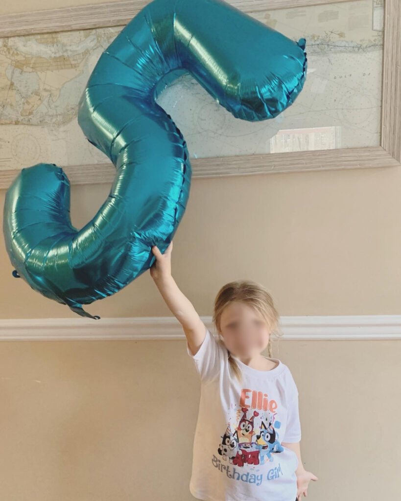 Bluey birthday girl number 5 balloon custom t shirt