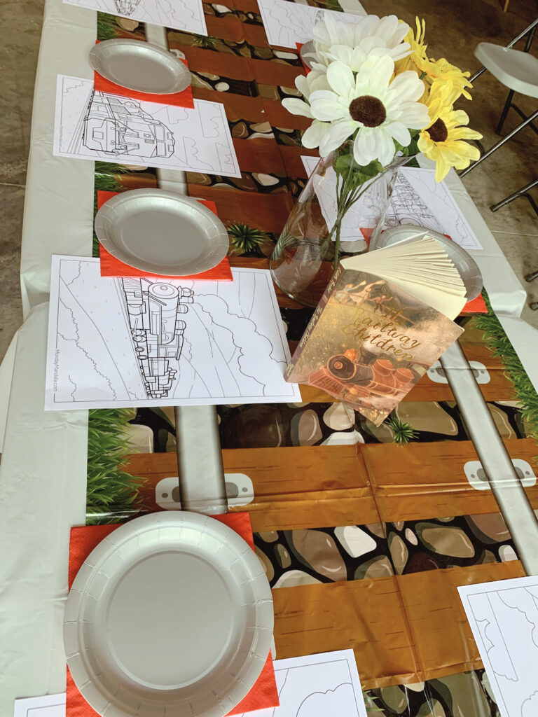 Train party decor tablescape