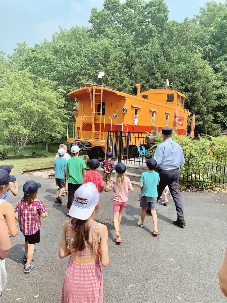 Kids getting tour of old train