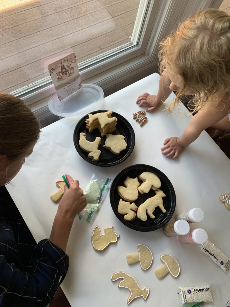 decorating woodland animal sugar cookies