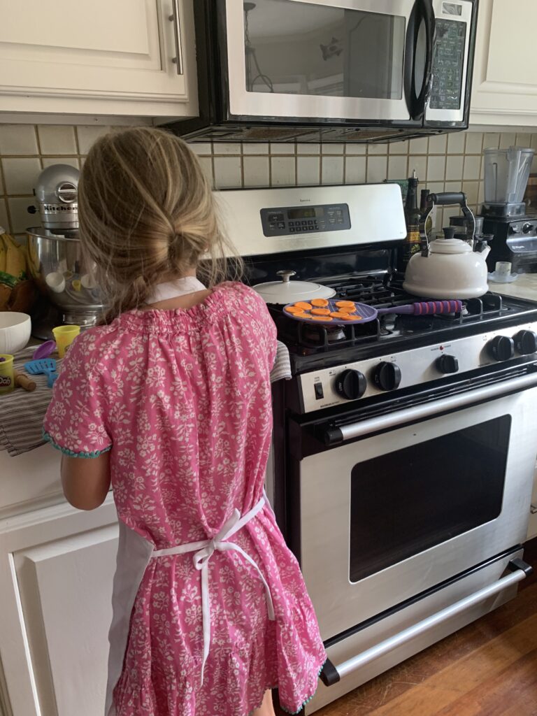 back to homeschool activities little girl playing